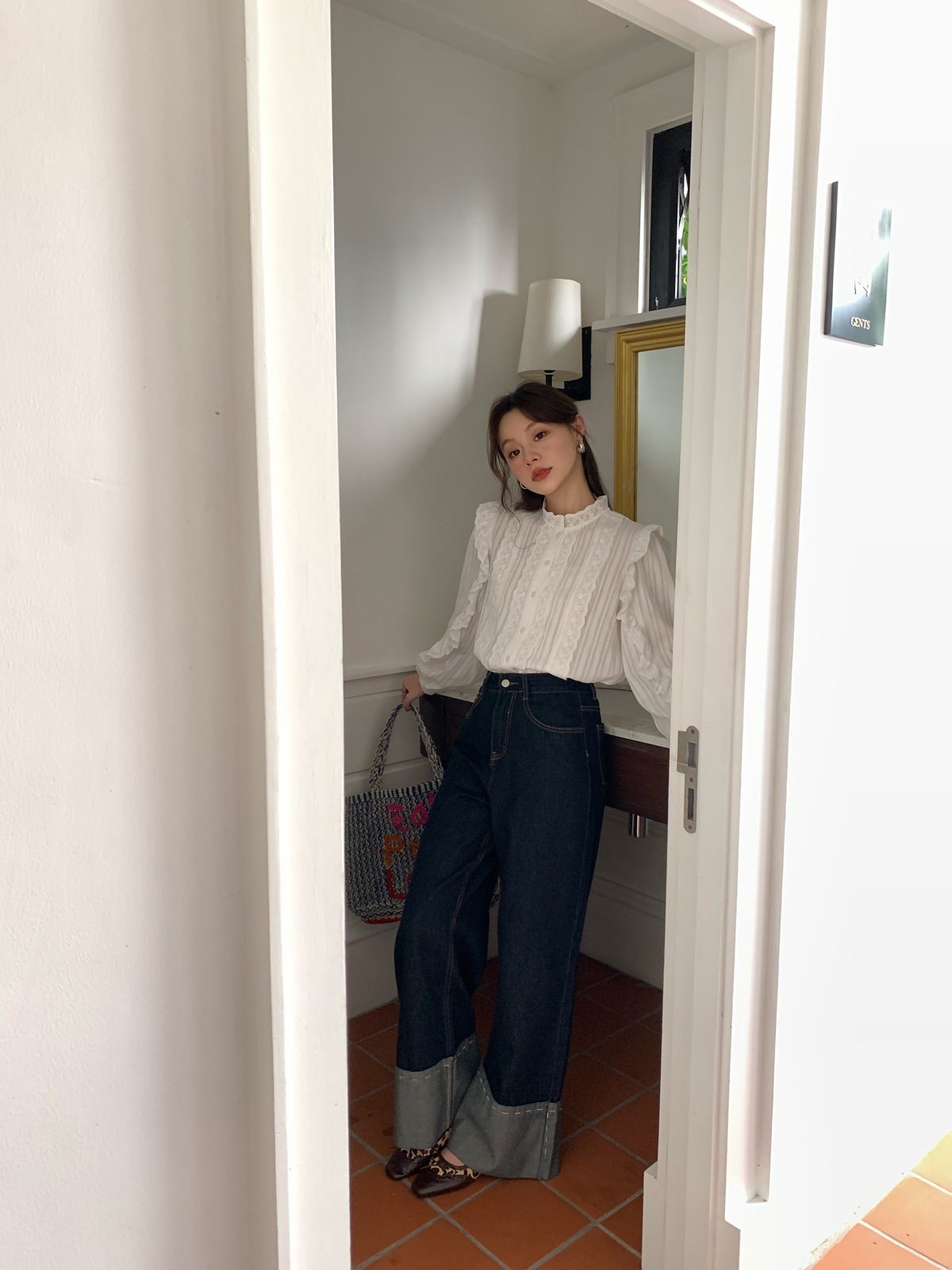 Women's Spring And Autumn Straight Leg Trousers With Curled Design Jeans - Image 4